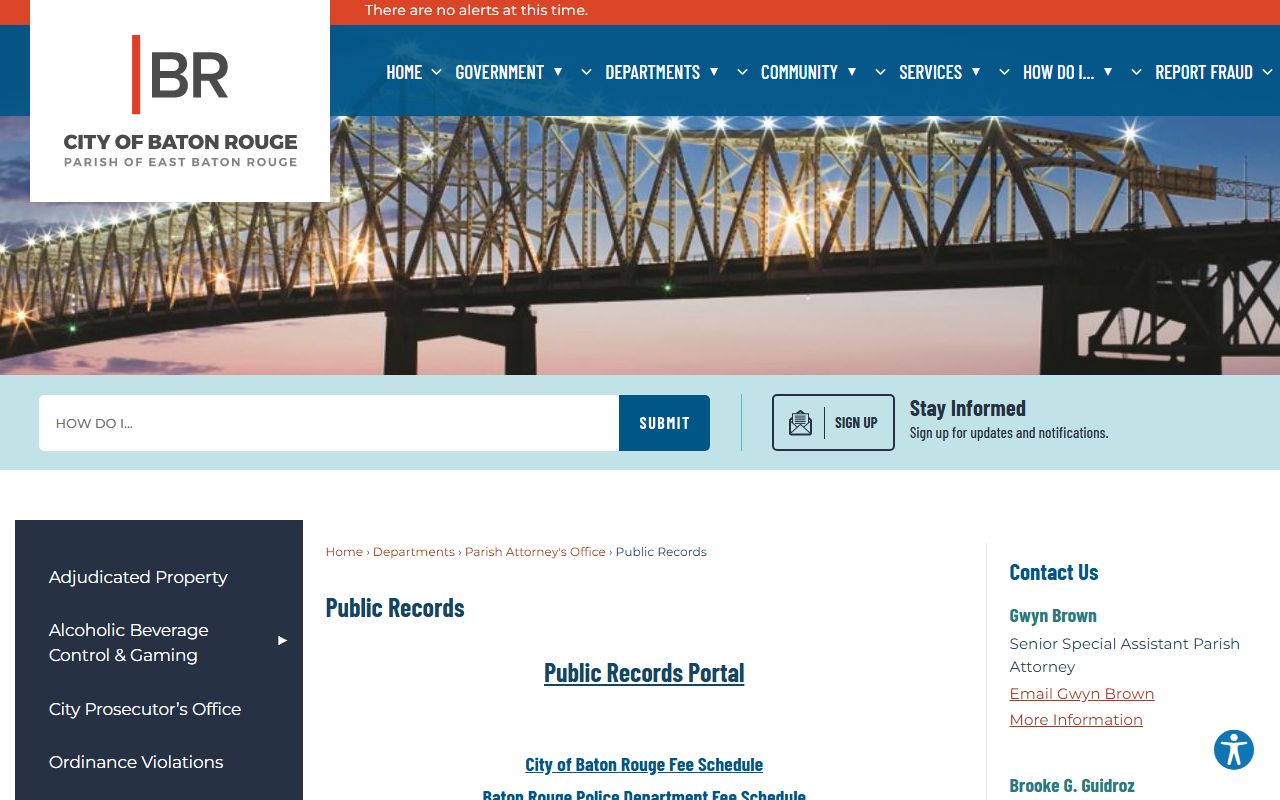 Baton Rouge public records portal FAQ page arrest records