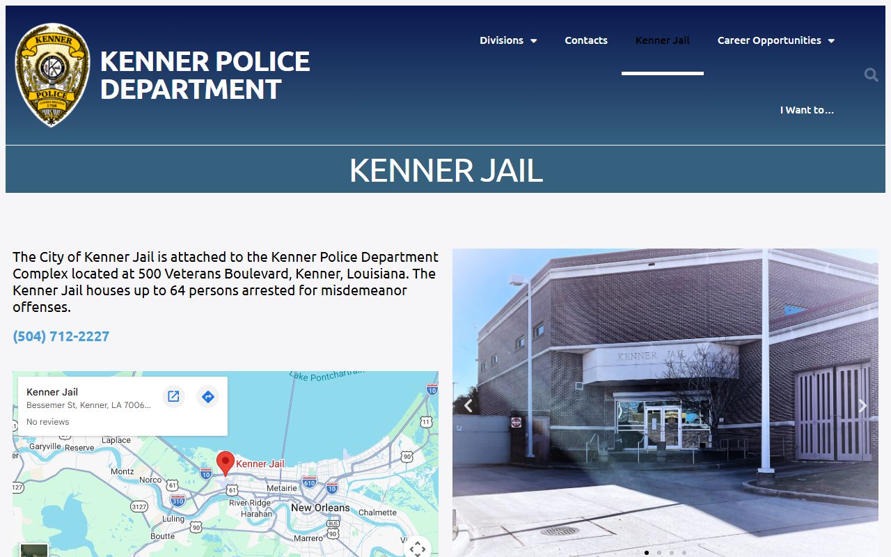 Kenner Police Department jail information Kenner arrest records
