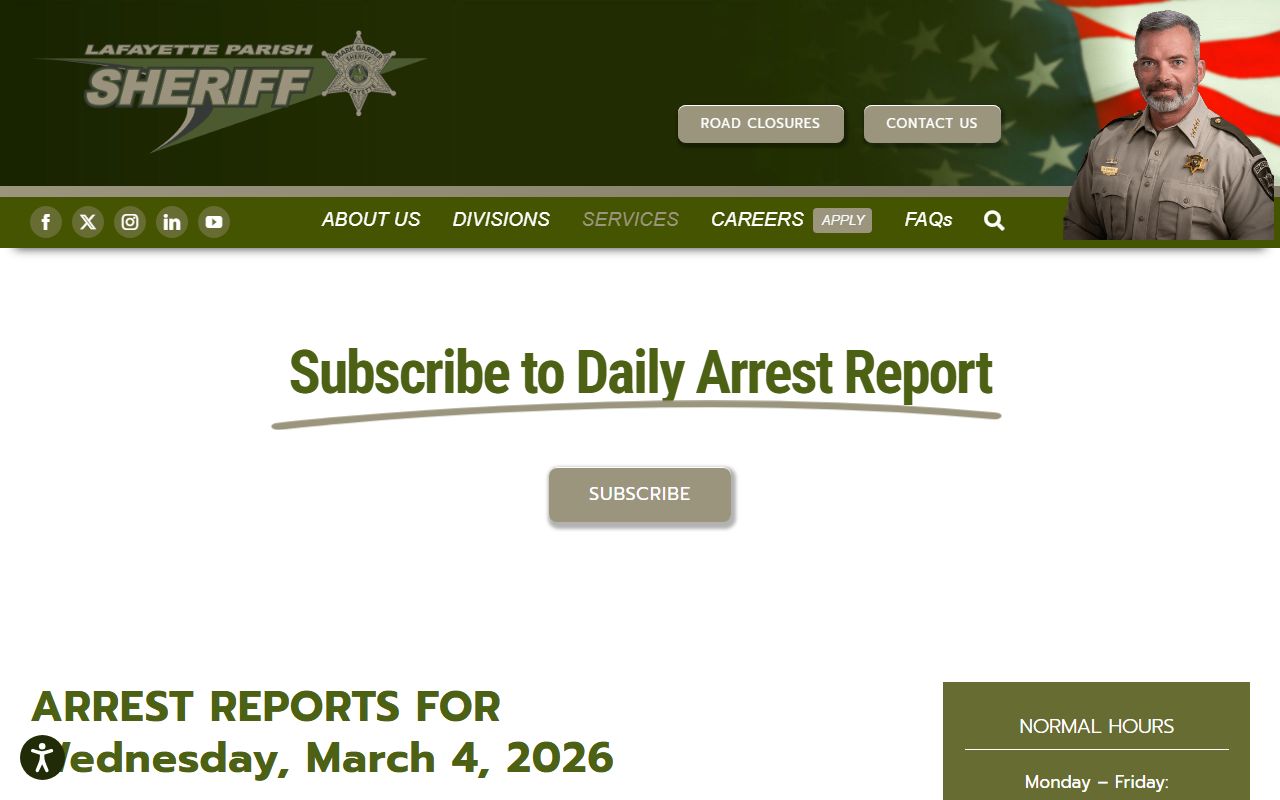 Lafayette Parish Sheriff daily arrest reports Lafayette arrest records