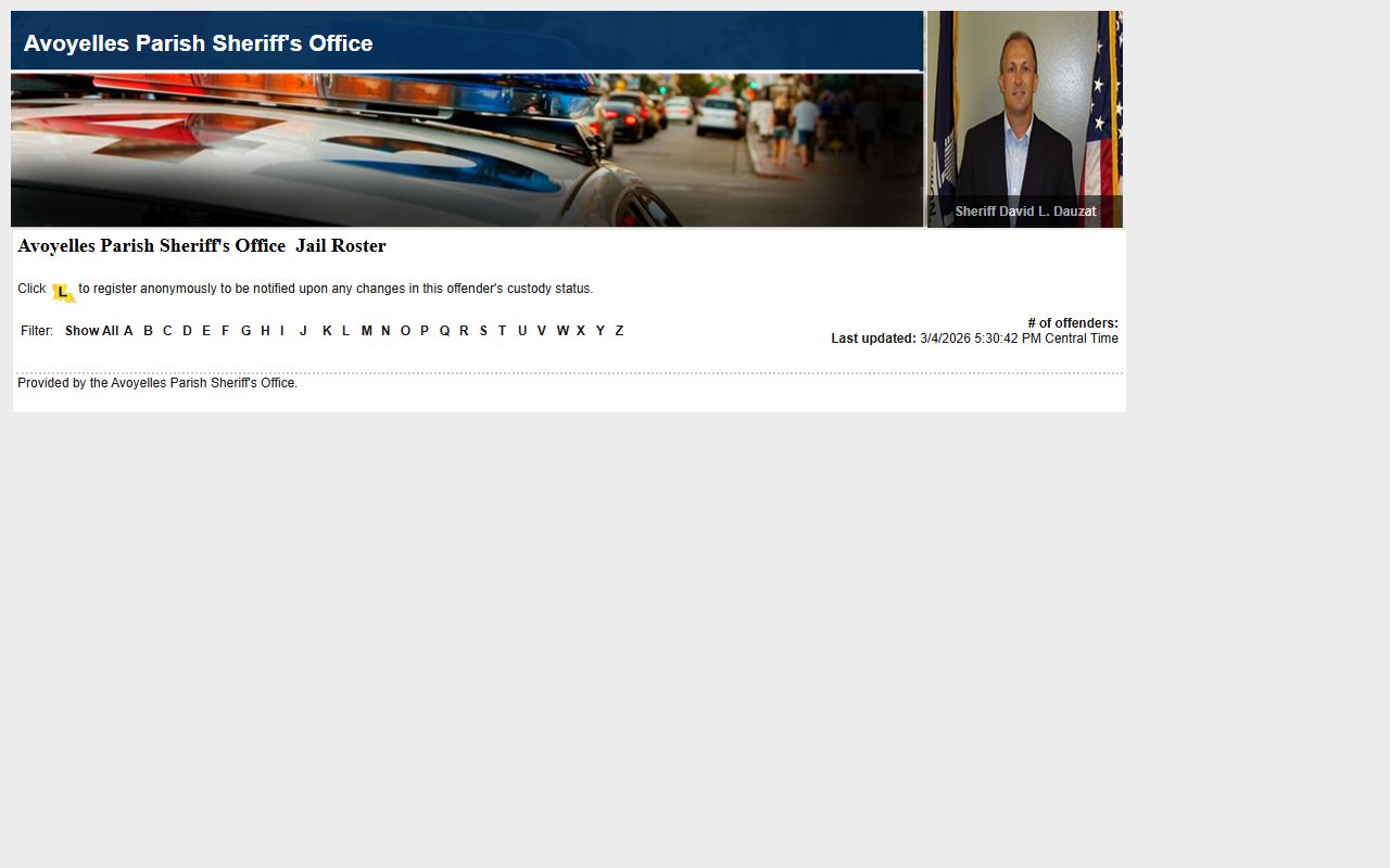 avoyelles parish sheriff inmate roster arrest records