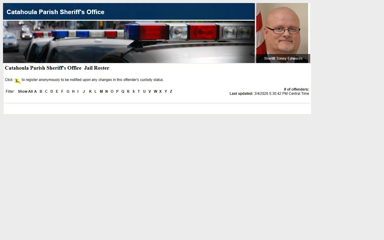 catahoula parish inmate roster lavns arrest records