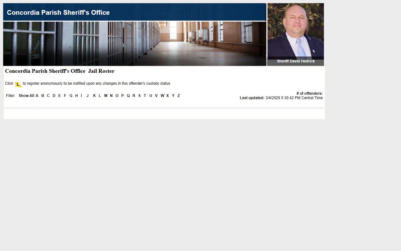 concordia parish inmate roster lavns arrest records