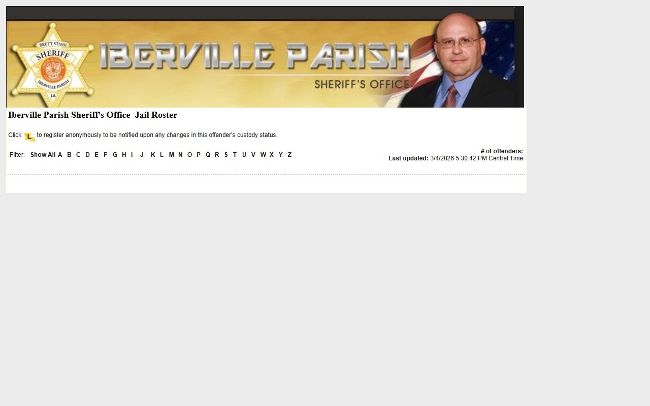 iberville parish LAVNS inmate roster arrest records