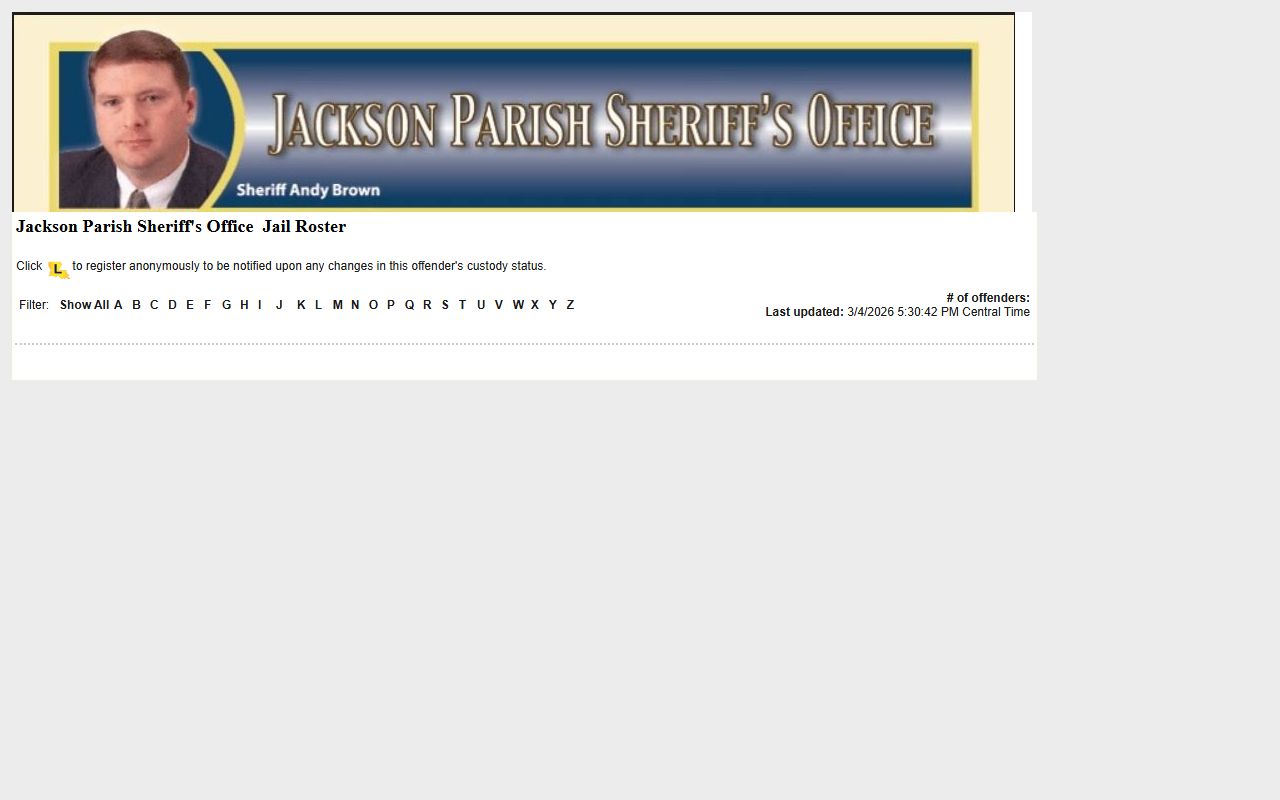 jackson parish sheriff lavns inmate roster arrest records