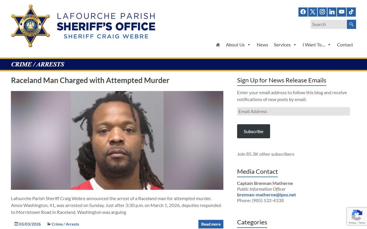 lafourche parish sheriff crime arrests press releases arrest records