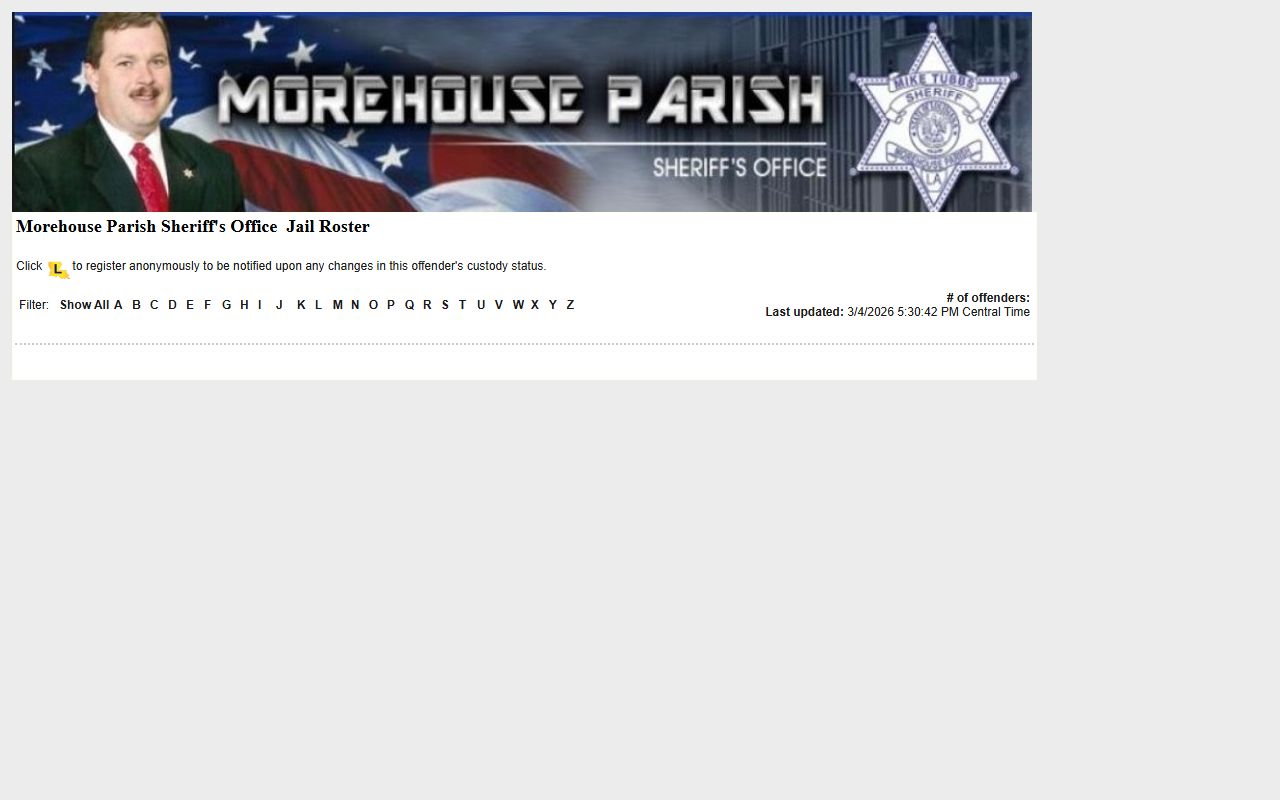 Morehouse Parish Sheriff inmate roster arrest records