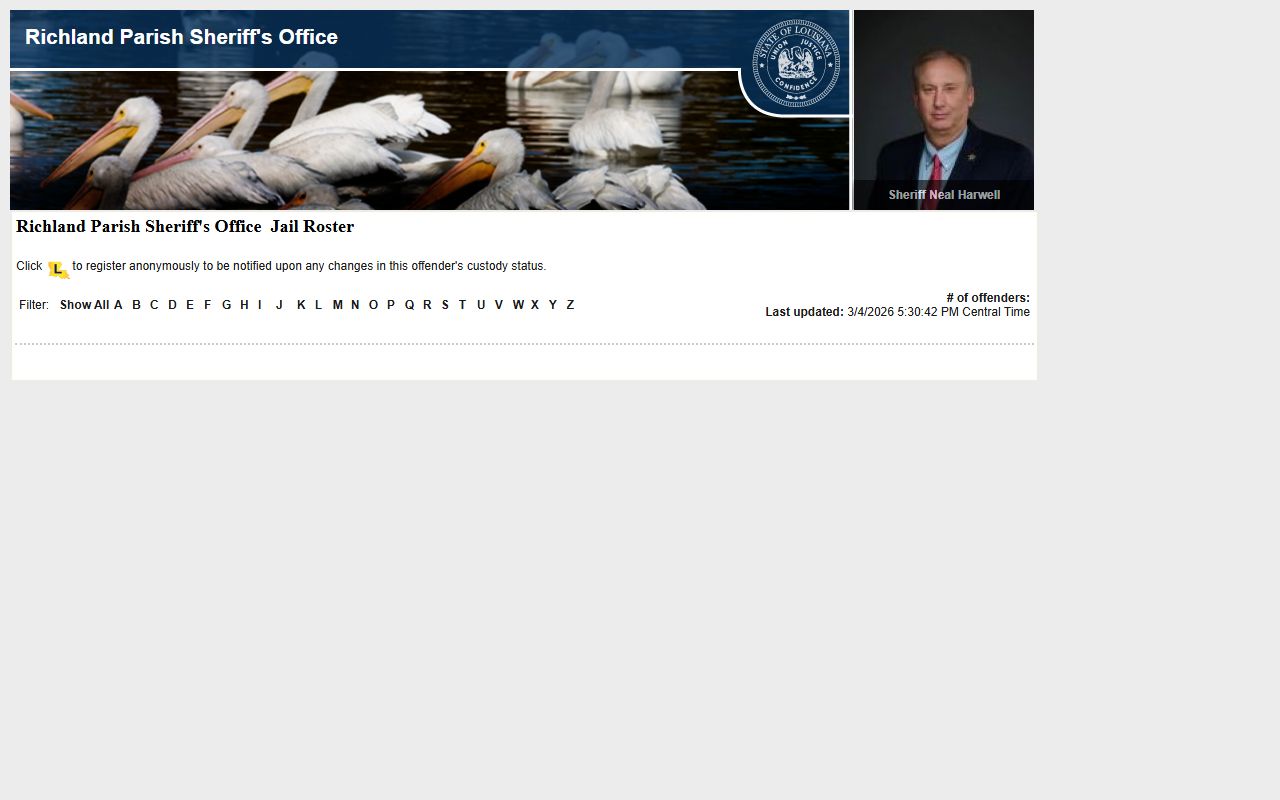 richland parish sheriff inmate roster arrest records