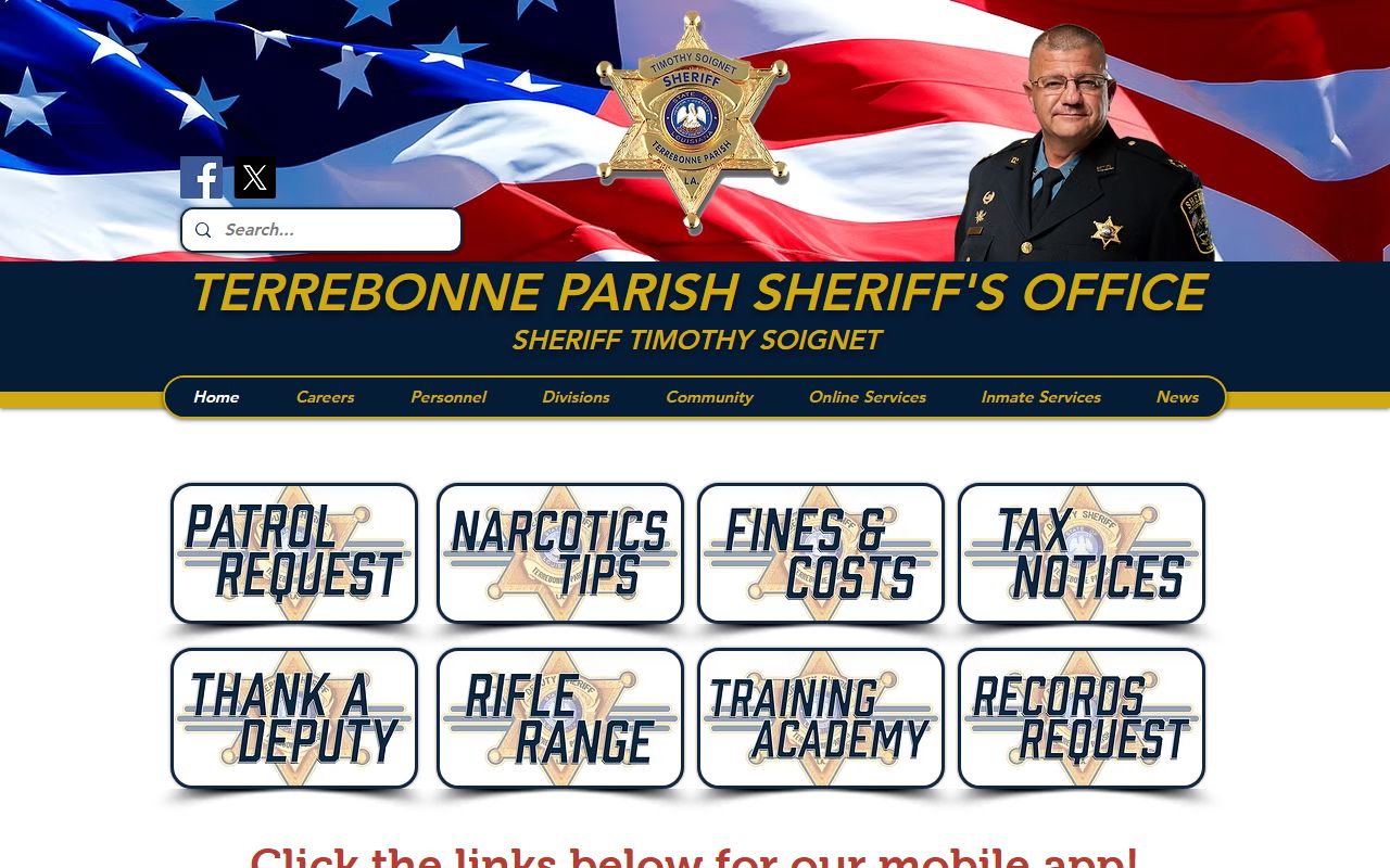 Terrebonne Parish Sheriff website inmate services arrest records